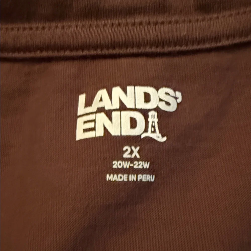 Lands' End Rich Brown Long Sleeve V-Neck Top - Picture 3 of 4